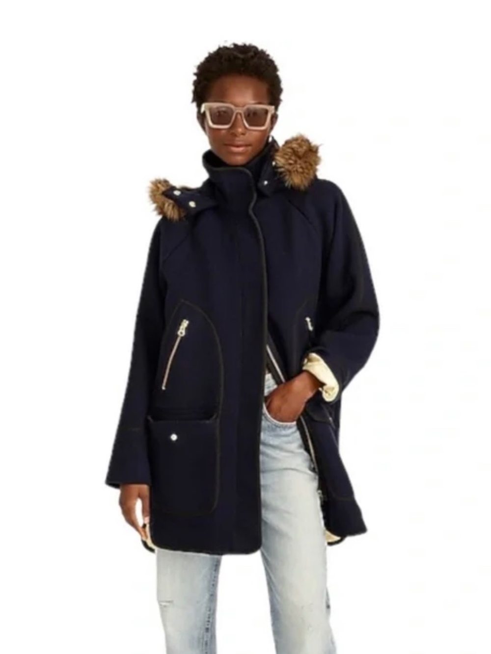 J Crew Summit Parka Navy 4 Petite
